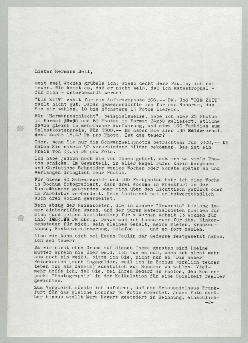 Brief von Abisag Tüllmann an Hermann Beil, 16.2.1983, Seite 1 (von 5) - 