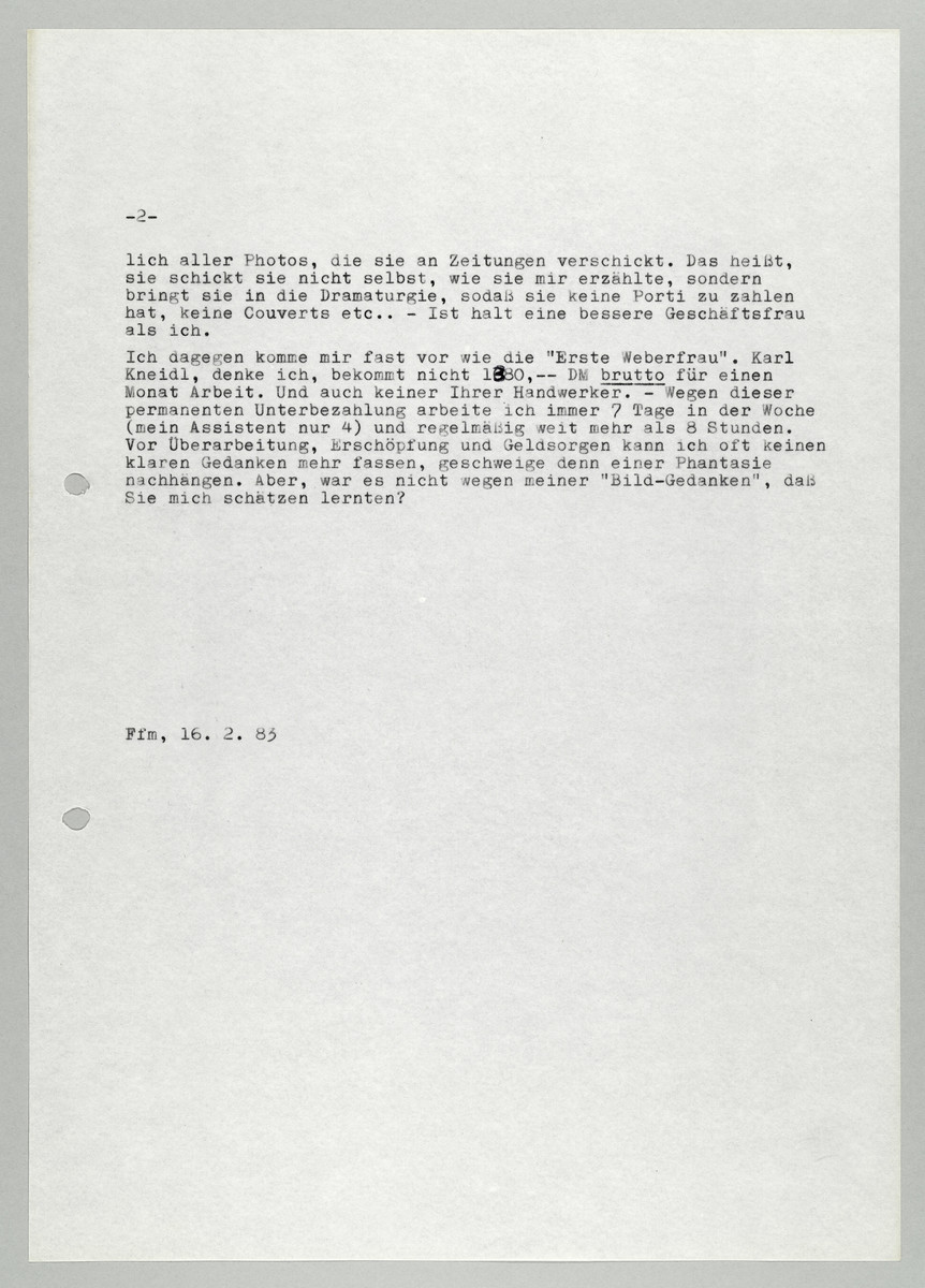 Brief von Abisag Tüllmann an Hermann Beil, 16.2.1983, Seite 2 (von 5) - 