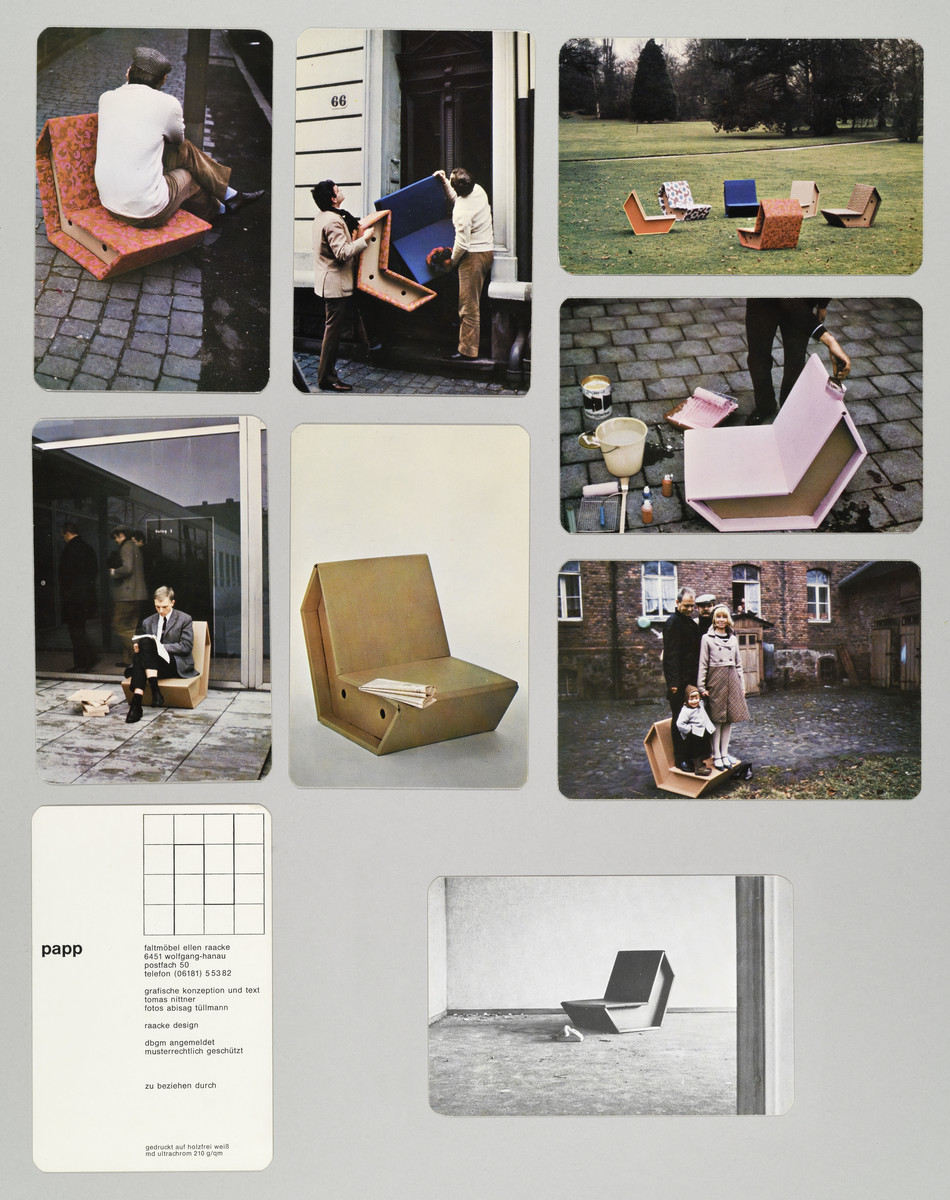 Buchobjekt (Karten in Umschlag) zur Ausstellung von Pappmöbeln von Peter Raacke (1967) - 