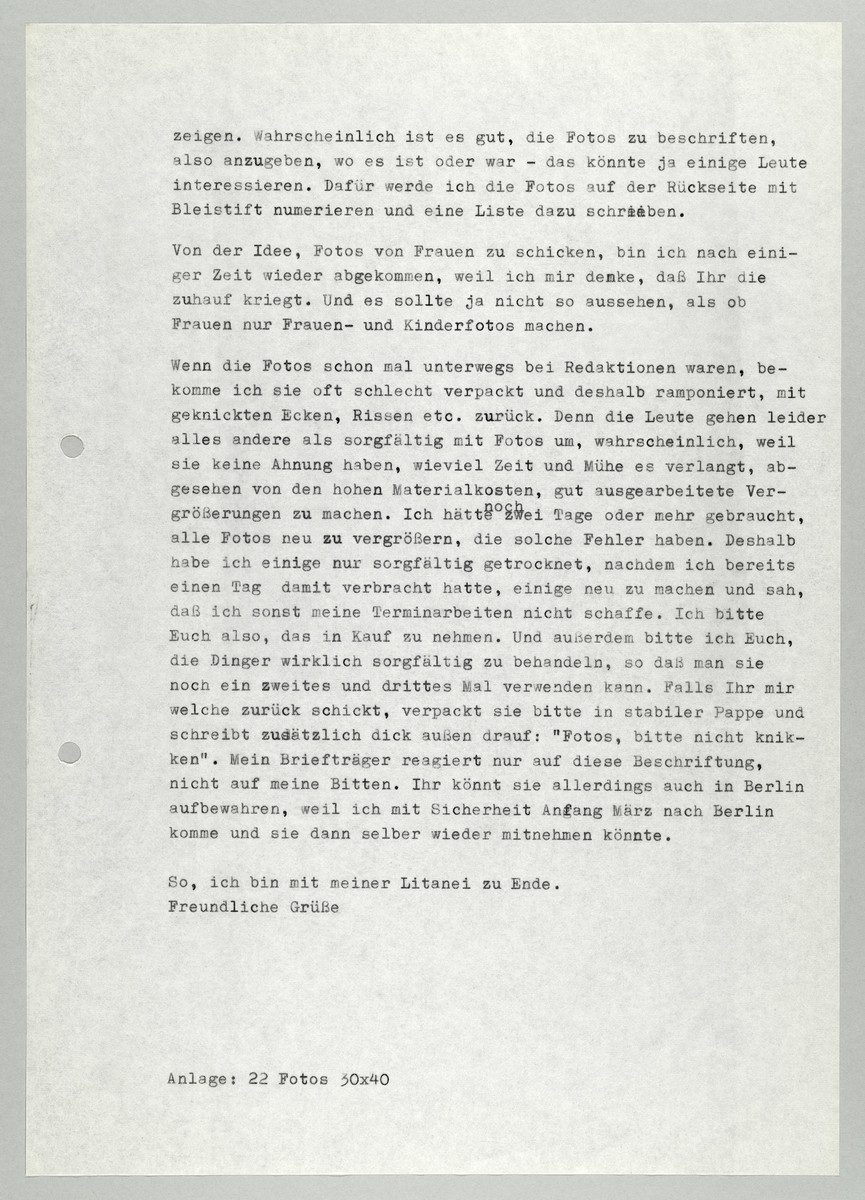 Brief von Abisag Tüllmann an die Neue Gesellschaft für bildende Künste (NGbK) / Petra Zöfelt, 29.12.1976 (2) - 